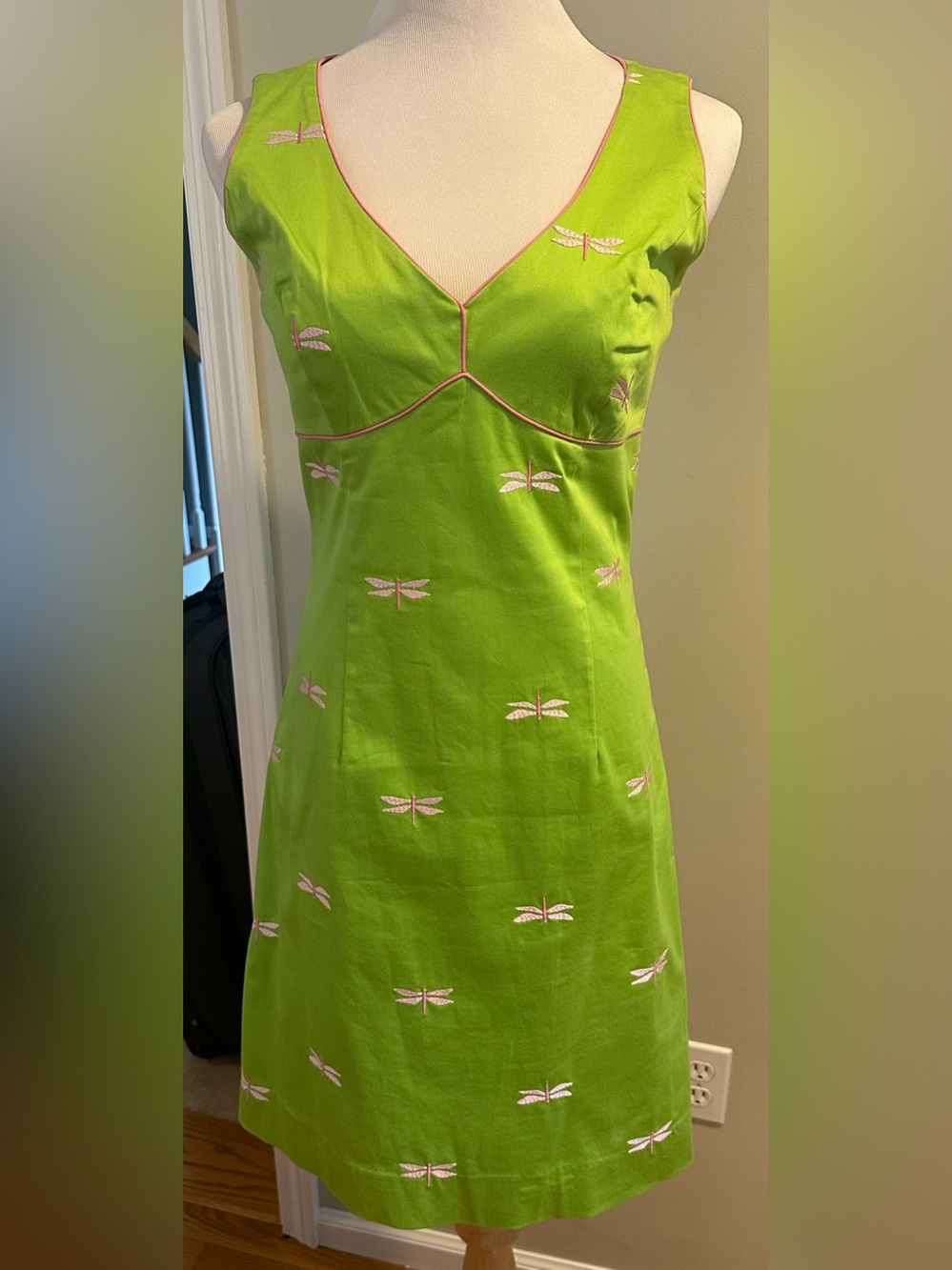 Lilly Pulitzer Vintage Brett Shift Dress Pink Dragonfly Pattern VGUC Size Medium